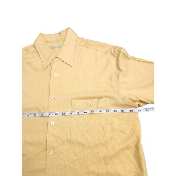 Tori Richard Mens medium 100% silk button up shirt Chest Pocket yellow EUC - Picture 4 of 7